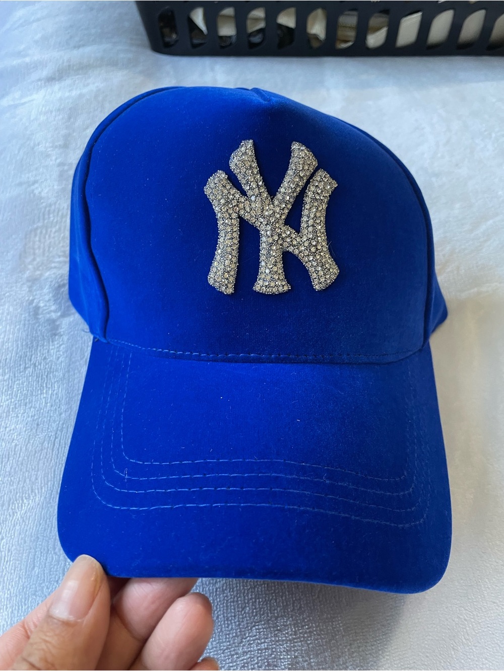 Rhinestone NY Logo Blue Baseball Cap